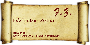 Fürster Zolna névjegykártya